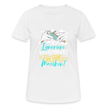 Häkeln - Frauen T-Shirt atmungsaktiv - Weiß - Vorne - AI Model Female 172 dark (172cm)