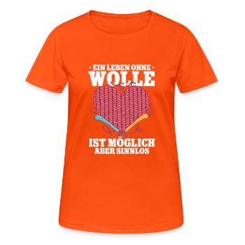 Häkeln - Frauen T-Shirt atmungsaktiv - Neonorange - Vorne - AI Model Female 172 dark (172cm)