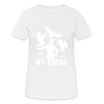 Raubvogel lustige Falkner Spruch Jagd design - Frauen T-Shirt atmungsaktiv - Weiß - Vorne - AI Model Female 172 dark (172cm)