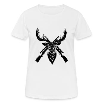 Hirschjagd - Frauen T-Shirt atmungsaktiv - Weiß - Vorne - AI Model Female 172 dark (172cm)