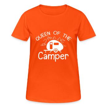 Queen Of The Camper Camping Caravan - Women's Breathable T-Shirt - neon orange - Front - AI Model Female 172 dark (172cm)