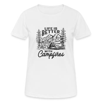 Life is Better With Campfires Outdoor Adventure - Women's Breathable T-Shirt - white - Front - AI Model Female 172 dark (172cm)