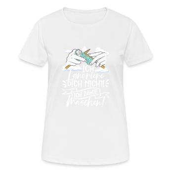 Häkeln - Frauen T-Shirt atmungsaktiv - Weiß - Vorne - AI Model Female 172 dark (172cm)