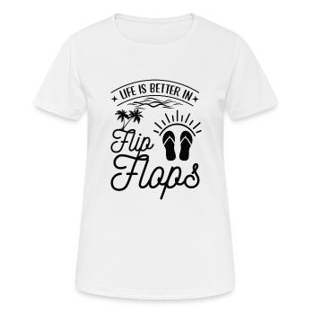 flip flops summer sun sea beach bathing holiday - Women's Breathable T-Shirt - white - Front - AI Model Female 172 dark (172cm)