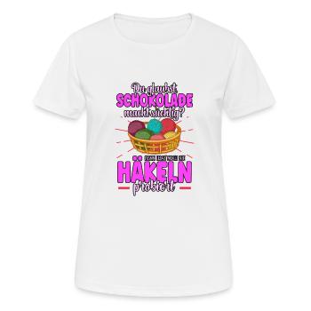 Häkeln - Frauen T-Shirt atmungsaktiv - Weiß - Vorne - AI Model Female 172 dark (172cm)
