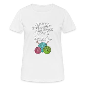 Häkeln - Frauen T-Shirt atmungsaktiv - Weiß - Vorne - AI Model Female 172 dark (172cm)