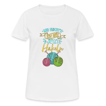 Häkeln - Frauen T-Shirt atmungsaktiv - Weiß - Vorne - AI Model Female 172 dark (172cm)