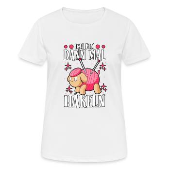 Häkeln - Frauen T-Shirt atmungsaktiv - Weiß - Vorne - AI Model Female 172 dark (172cm)