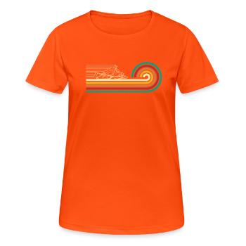 Super schnelles Schneemobil im Retro Style - Frauen T-Shirt atmungsaktiv - Neonorange - Vorne - AI Model Female 172 dark (172cm)