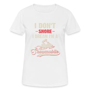 Ich schnarche nicht, ich träum ich bin ein - Frauen T-Shirt atmungsaktiv - Weiß - Vorne - AI Model Female 172 dark (172cm)
