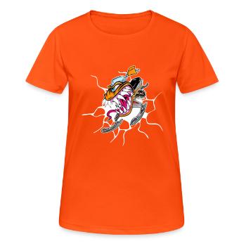 Schneemobil Monster Braap Braap springt raus - Frauen T-Shirt atmungsaktiv - Neonorange - Vorne - AI Model Female 172 dark (172cm)