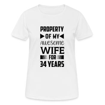 34 ans marié Amber Cadeau de mariage - T-shirt respirant Femme - blanc - Devant - AI Model Female 172 dark (172cm)