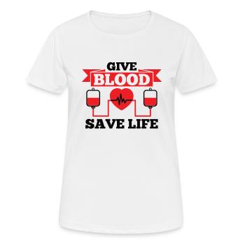 Blood donation Blood donors Blood donors - Women's Breathable T-Shirt - white - Front - AI Model Female 172 dark (172cm)