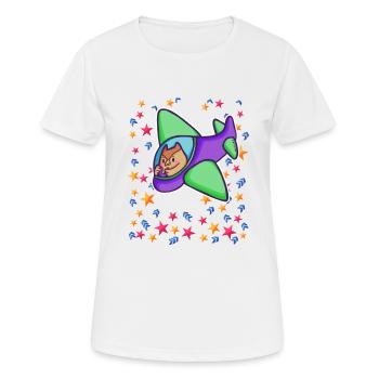 Owl Pilot Airplane Starry Sky - Women's Breathable T-Shirt - white - Front - AI Model Female 172 dark (172cm)
