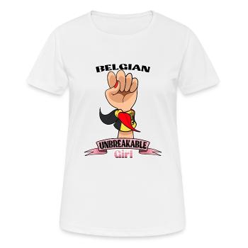 Belgian Girl Unbreakable I Belgian Heritage I - Frauen T-Shirt atmungsaktiv - Weiß - Vorne - AI Model Female 172 dark (172cm)