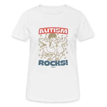 Les roches de l’autisme - T-shirt respirant Femme - blanc - Devant - AI Model Female 172 dark (172cm)