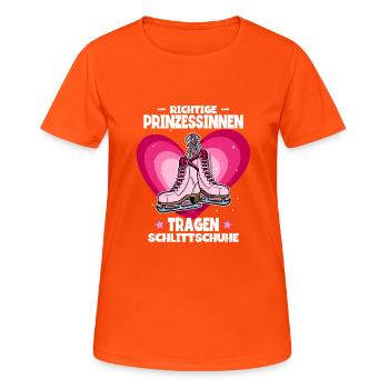 Eislaufen - Frauen T-Shirt atmungsaktiv - Neonorange - Vorne - AI Model Female 172 dark (172cm)