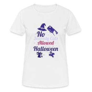 An Halloween sind keine ängstlichen Katzen erlaubt - Frauen T-Shirt atmungsaktiv - Weiß - Vorne - AI Model Female 172 dark (172cm)