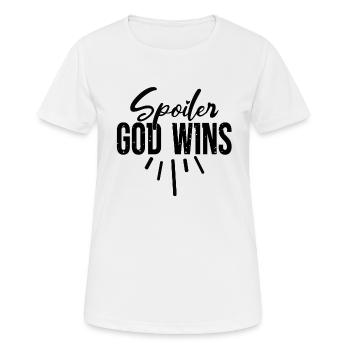 Spoiler: God Wins Grace Quote Faith Blessed - Women's Breathable T-Shirt - white - Front - AI Model Female 172 dark (172cm)