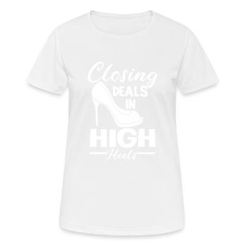 Schließen Von Angeboten In High Heels Real Estate - Frauen T-Shirt atmungsaktiv - Weiß - Vorne - AI Model Female 172 dark (172cm)