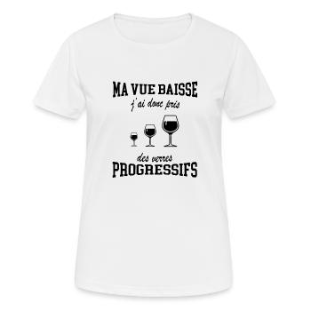 Vue qui baisse vin vieillesse cadeau humour - T-shirt respirant Femme - blanc - Devant - AI Model Female 172 dark (172cm)