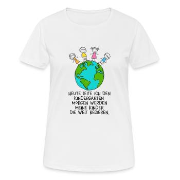 Heute leite Ich den Kindergarten - Frauen T-Shirt atmungsaktiv - Weiß - Vorne - AI Model Female 172 dark (172cm)