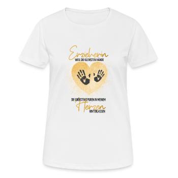Erzieherin wegen den kleinsten Händen - Frauen T-Shirt atmungsaktiv - Weiß - Vorne - AI Model Female 172 dark (172cm)
