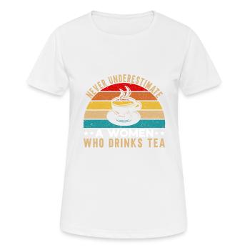 Buveur de thé Amateur de thé Cadeau Thé - T-shirt respirant Femme - blanc - Devant - AI Model Female 172 dark (172cm)