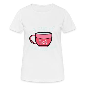 Buveur de thé Amateur de thé Cadeau Thé - T-shirt respirant Femme - blanc - Devant - AI Model Female 172 dark (172cm)