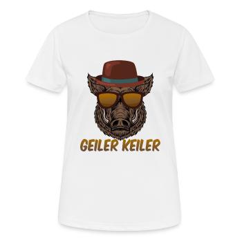 Geiler Keiler | Lustiges Wildschwein Jagd - Frauen T-Shirt atmungsaktiv - Weiß - Vorne - AI Model Female 172 dark (172cm)