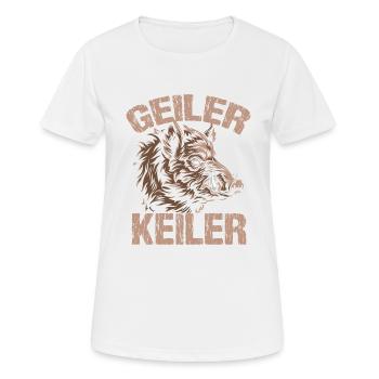 Geiler Keiler | Lustiges Wildschwein Jagd - Frauen T-Shirt atmungsaktiv - Weiß - Vorne - AI Model Female 172 dark (172cm)