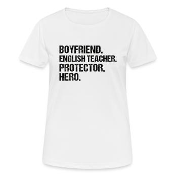 Professeur d’anglais Anglais Professeur de langue - T-shirt respirant Femme - blanc - Devant - AI Model Female 172 dark (172cm)