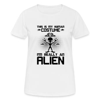 Graffiti Tropfen UFO Mystery - Frauen T-Shirt atmungsaktiv - Weiß - Vorne - AI Model Female 172 dark (172cm)
