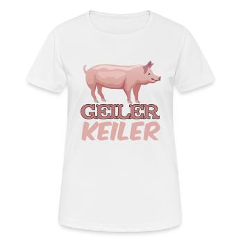 Geiler Keiler | Lustiges Wildschwein Jagd - Frauen T-Shirt atmungsaktiv - Weiß - Vorne - AI Model Female 172 dark (172cm)
