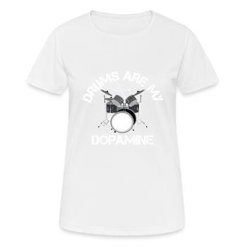 Les tambours sont mon tambour de batteur de dopamine - T-shirt respirant Femme - blanc - Devant - AI Model Female 172 dark (172cm)