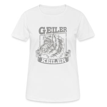 Geiler Keiler | Lustiges Wildschwein Jagd - Frauen T-Shirt atmungsaktiv - Weiß - Vorne - AI Model Female 172 dark (172cm)