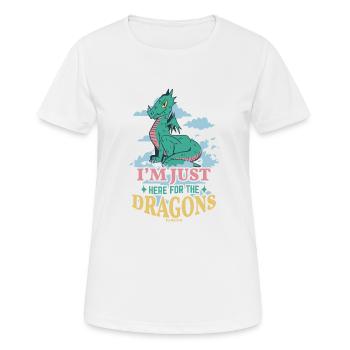 Je suis juste ici pour les dragons - T-shirt respirant Femme - blanc - Devant - AI Model Female 172 dark (172cm)