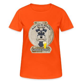 Miniature Schnauzer Dad Beer Lover - Frauen T-Shirt atmungsaktiv - Neonorange - Vorne - AI Model Female 172 dark (172cm)