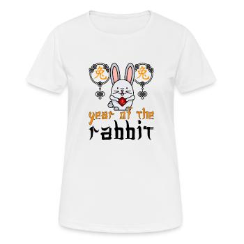 Chinesisches Hase Schriftzeichen Neujahr - Frauen T-Shirt atmungsaktiv - Weiß - Vorne - AI Model Female 172 dark (172cm)