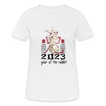 Chinesisches Hase Schriftzeichen Neujahr - Frauen T-Shirt atmungsaktiv - Weiß - Vorne - AI Model Female 172 dark (172cm)