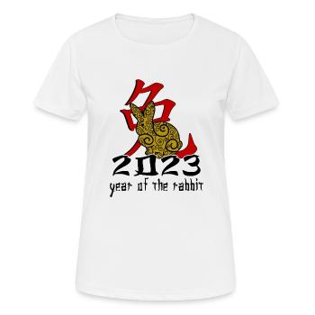 Chinesisches Hase Schriftzeichen Neujahr - Frauen T-Shirt atmungsaktiv - Weiß - Vorne - AI Model Female 172 dark (172cm)