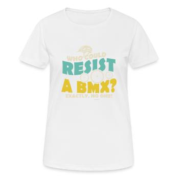 wer kann schon einem BMX widerstehen - Frauen T-Shirt atmungsaktiv - Weiß - Vorne - AI Model Female 172 dark (172cm)