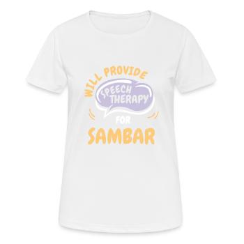 Fournir une orthophonie pour Sambar Funny Speech - T-shirt respirant Femme - blanc - Devant - AI Model Female 172 dark (172cm)