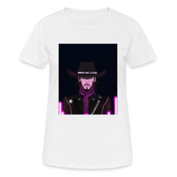 Goth Synthwave Outrun Goth Cowboy - Women's Breathable T-Shirt - white - Front - AI Model Female 172 dark (172cm)