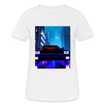 Vaporwave Aesthetic Auto Nacht Wolkenkratzer - Frauen T-Shirt atmungsaktiv - Weiß - Vorne - AI Model Female 172 dark (172cm)
