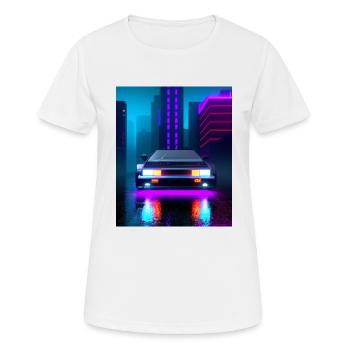 Vaporwave Aesthetic Sportwagen Regen Hochhäuser - Frauen T-Shirt atmungsaktiv - Weiß - Vorne - AI Model Female 172 dark (172cm)