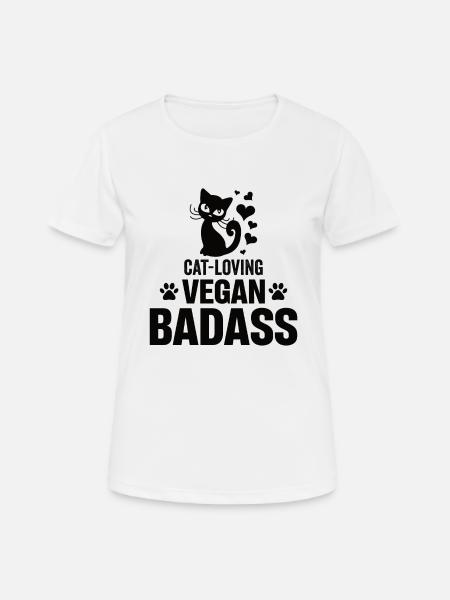 Vegan Shirt Katzen Veganer Veganerin Geschenke Cat - Frauen T-Shirt atmungsaktiv - Weiß