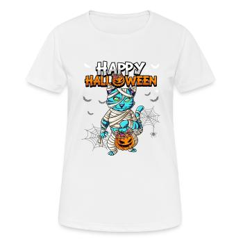 Halloween Cat Mummy - Women's Breathable T-Shirt - white - Front - AI Model Female 172 dark (172cm)