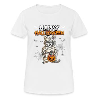 Halloween Raccoon Mummy - Women's Breathable T-Shirt - white - Front - AI Model Female 172 dark (172cm)