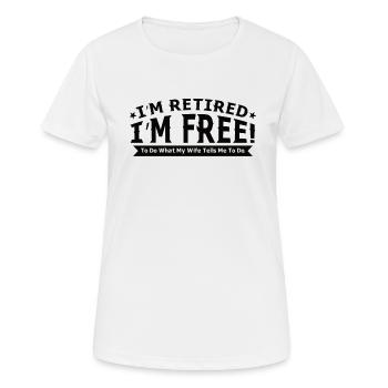 GLÜCKLICHE FRAU GLÜCKLICHES LEBEN Ehefrau Partner - Frauen T-Shirt atmungsaktiv - Weiß - Vorne - AI Model Female 172 dark (172cm)
